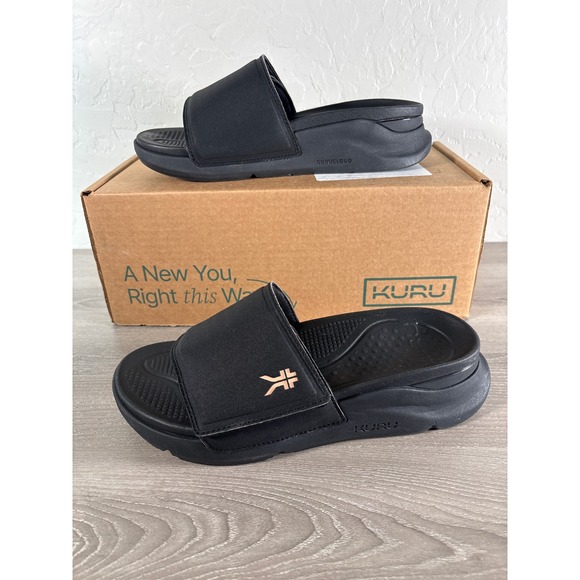 Kuru Moment Women's Black Slide Sandals Comfort Slip On Size 9- NIB - Picture 2 of 8